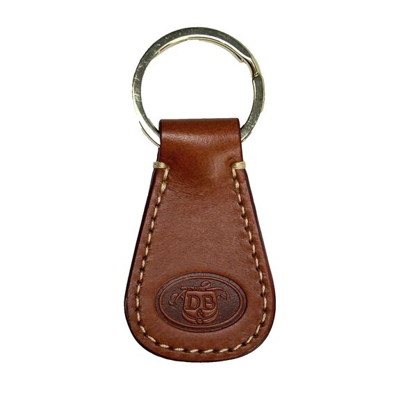 Dooney & Bourke Cognac Brown Leather Vintage Key Chain Fob Classic Logo Charm - Picture 1 of 5
